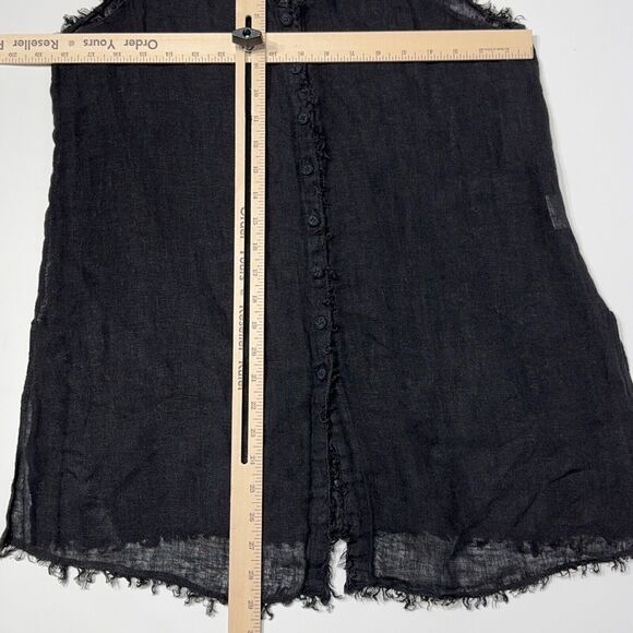 Eileen Fisher Sleeveless Oversized Blouse Black Italian Linen Buttons Women’s XS - Picture 11 of 13